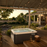 5 Best Outdoor Jacuzzi®️ Hot Tubs In Colorado For Outdoor Bliss (2024) - Spa Palace Blog outdoor jacuzzi®️ hot tubs - a J-200 hot tub on a back deck with hanging lights